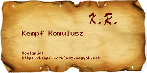 Kempf Romulusz névjegykártya